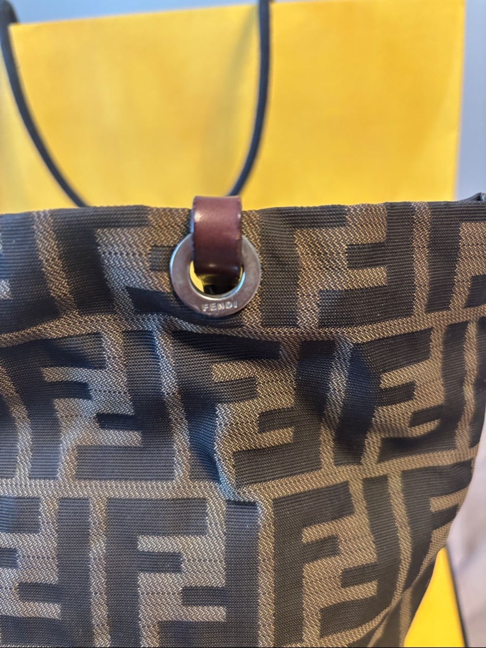 Fendi Brown Zucca Monogram Canvas Mini Tote with Leather Handles - Picture 5 of 16